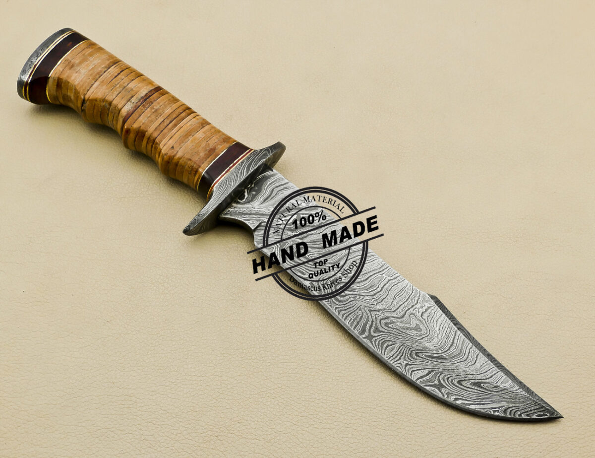 Fixed Blade Damascus Skinner Knife Custom Handmade Damascu