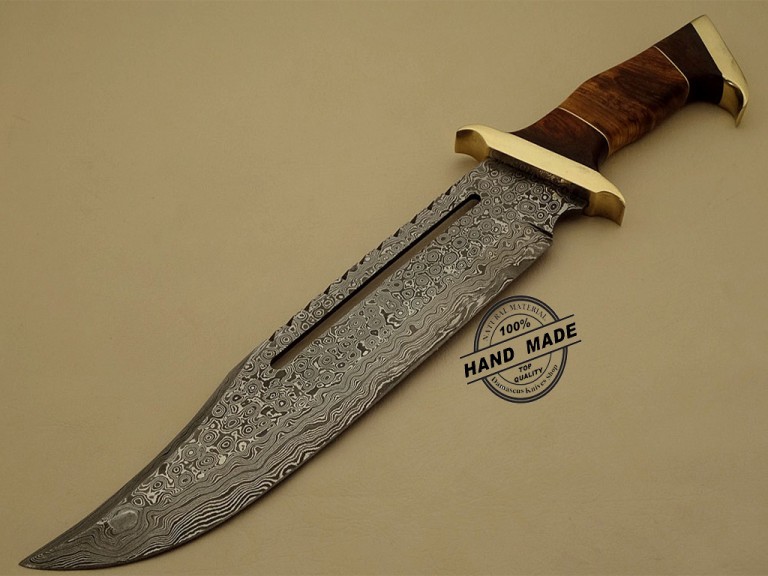 Best Damascus Rambo Bowie Knife Custom Handmade Damascus Steel