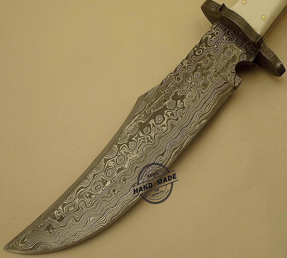 New Damascus Bowie Knife Custom Handmade Damascus Steel Hunting