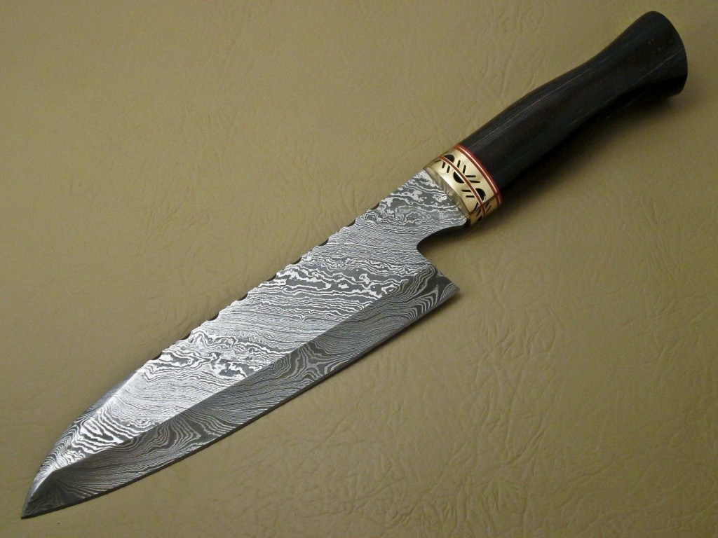 Damascus Kitchen Chefs Knife Custom Handmade Damascus Steel