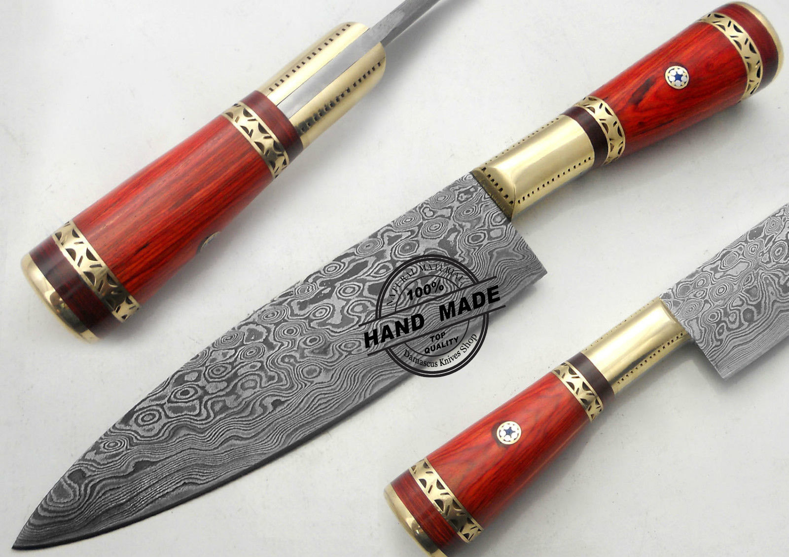 Damascus Butchers Knife Custom Handmade Damascus Steel Knif