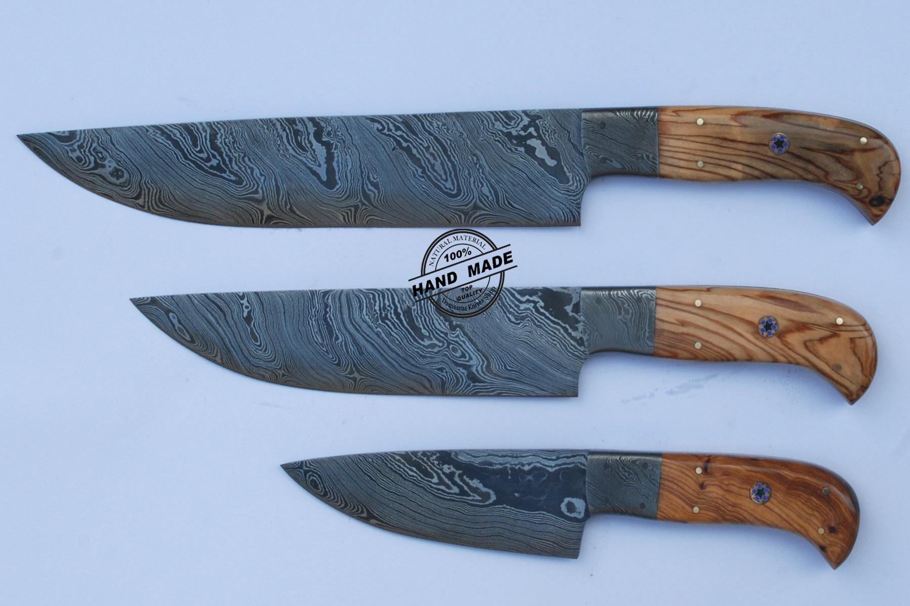 Professional Chef Knives Set, Damascus Kitchen Knives With Solidified Wood  Handle
