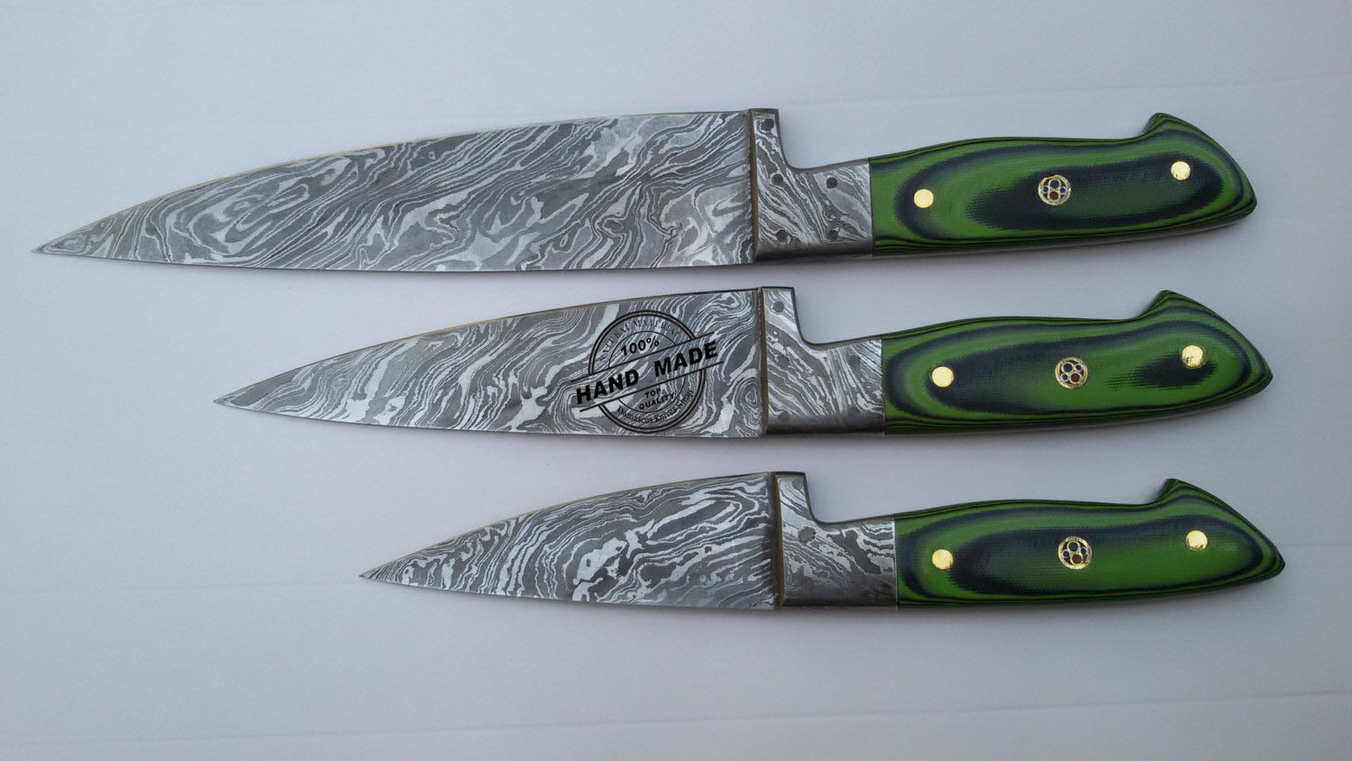 Damascus Chef Knives Set Custom Handmade Damascus Steel Kitchen
