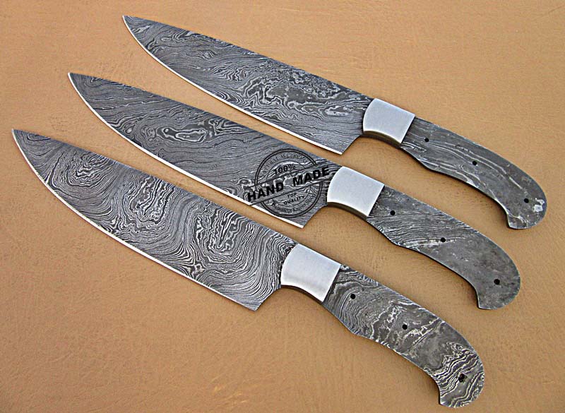 Lot Of 3 PCs X Large Professional Chef Knife Blank Blade Custom