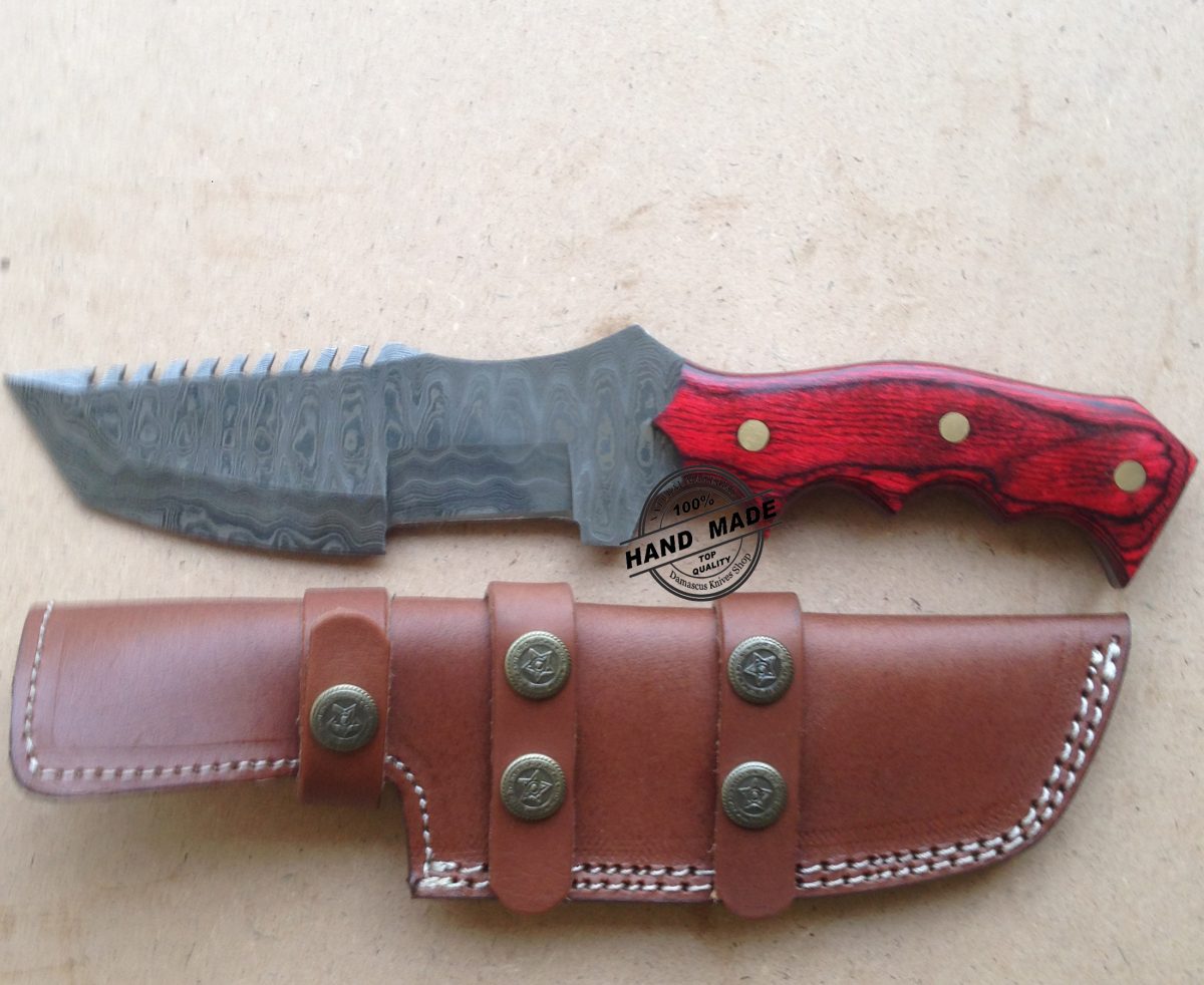 2 PCs Damascus Tracker Knives Custom Handmade Damascus