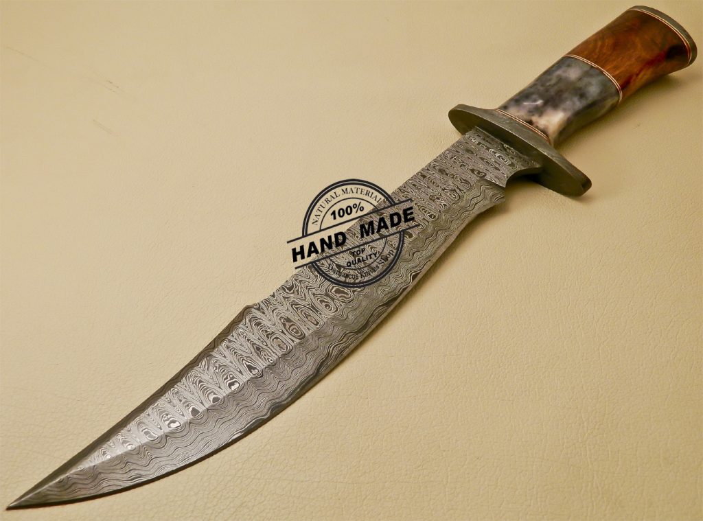 Damascus Bowie Knife Custom Handmade Damascus Steel Knife