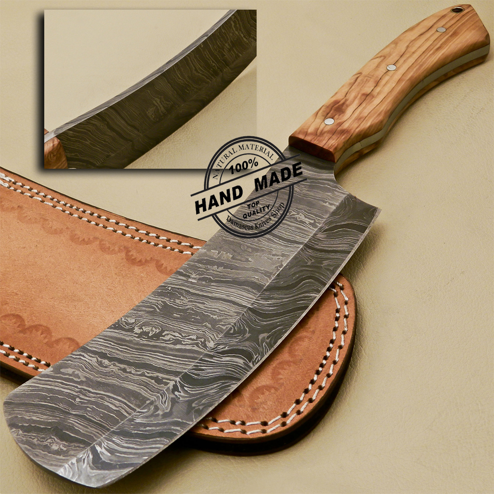 New Damascus Chopper Knife Custom Handmade Damascus Steel