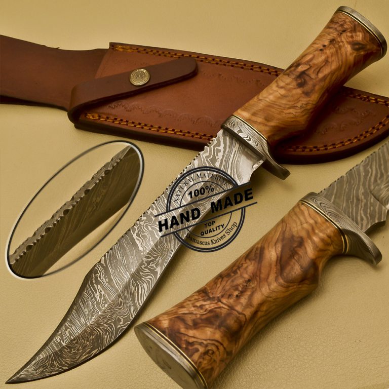 Damascus Bowie Knife Custom Handmade Damascus Steel Knife