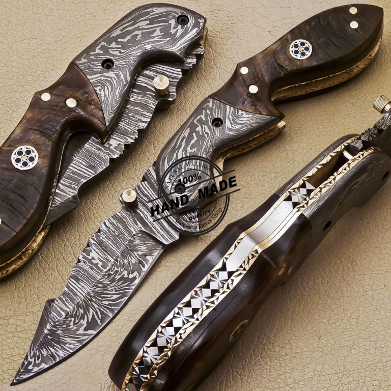 Hand Engraved Amazing Knife Custom Handmade Damascus Steel Best