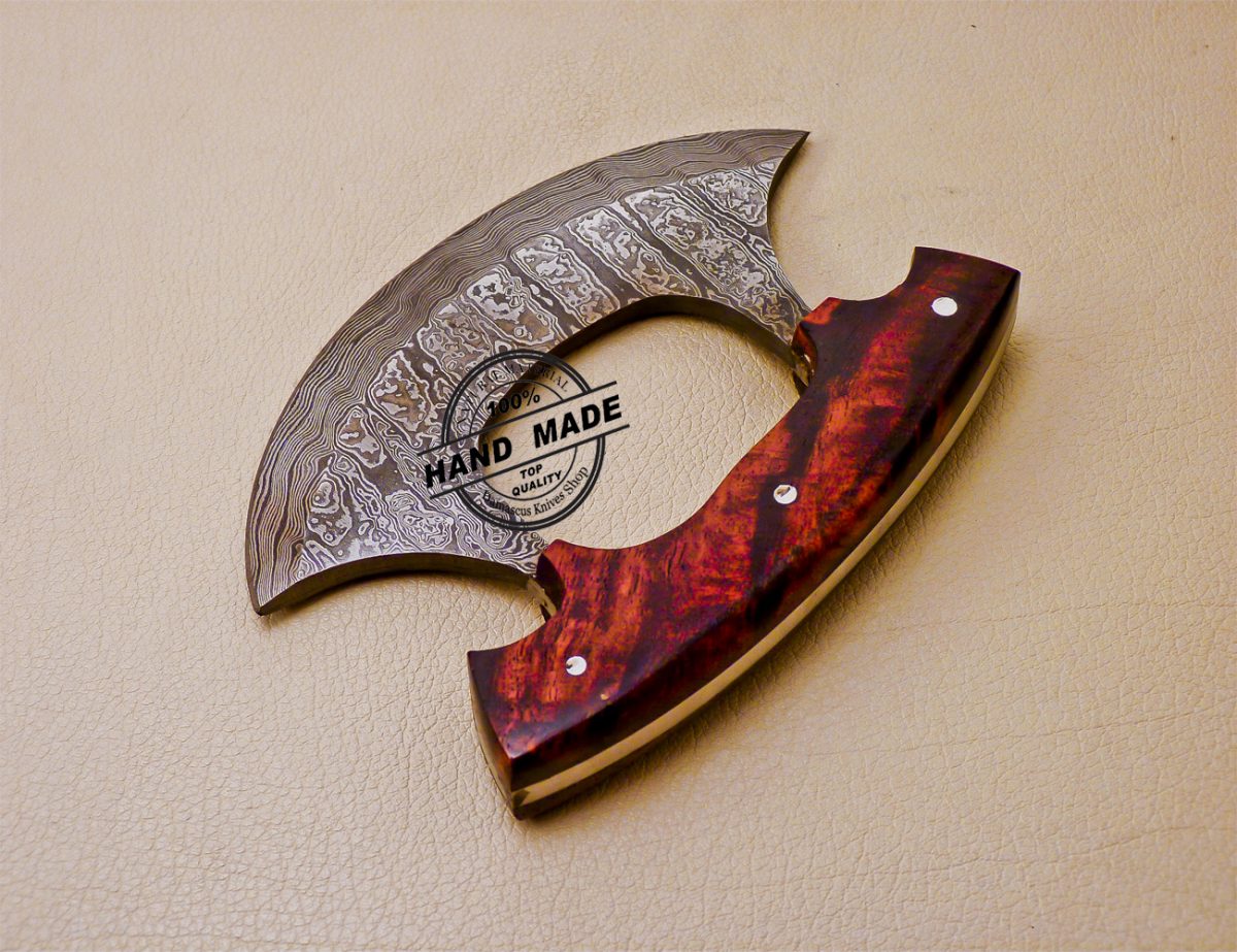 Damascus Ulu Kitchen Knife Custom Handmade Kitchen Knife