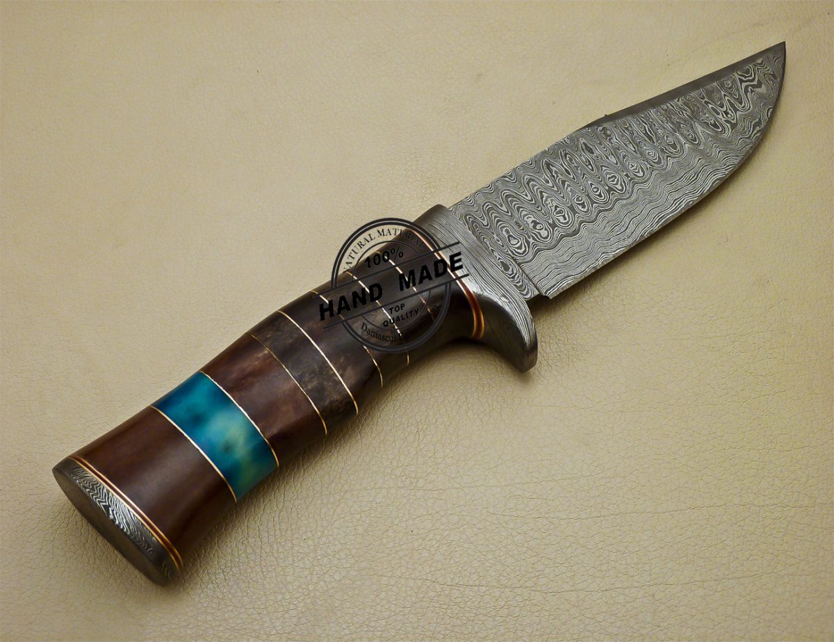 Damascus Skinner Knife Custom Handmade Damascus Steel Hunting