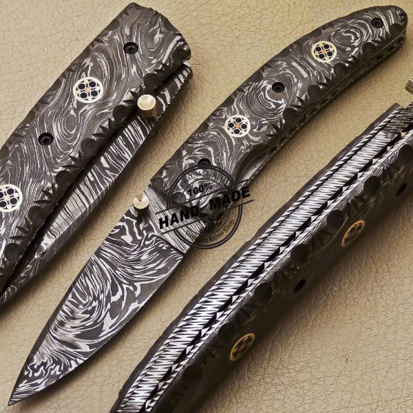 Full Damascus Folding Knives Handmade Damascus Steel Knives