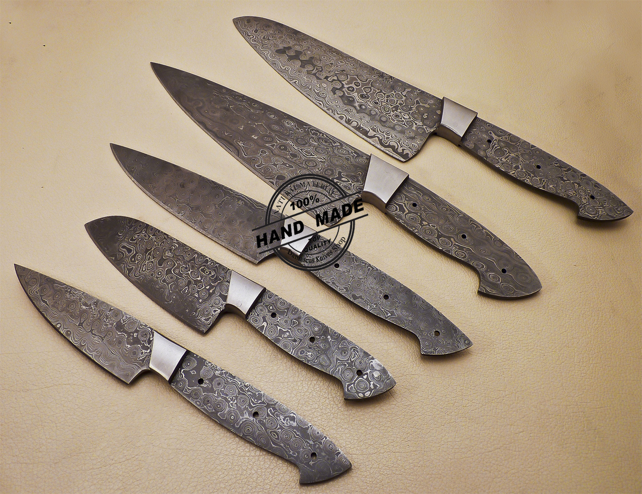 5Pcs Kitchen Knife Set Damascus Pattern Stainless Steel Professional Chef  Knives