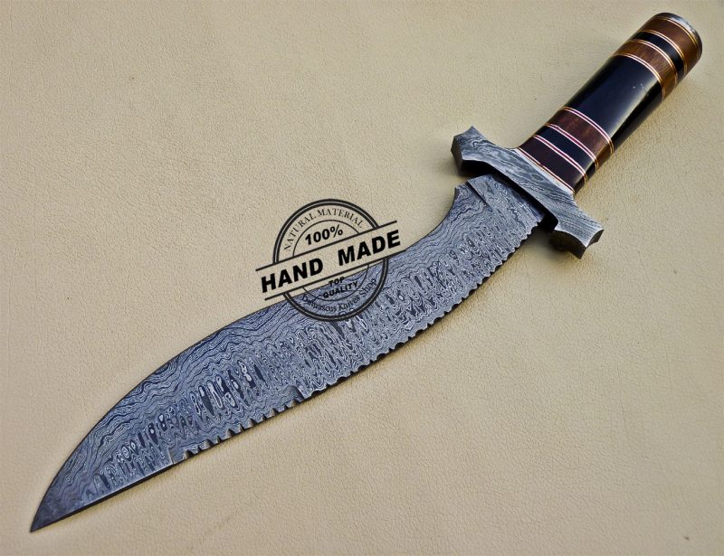 Damascus Kukri Knife Fixed Blade Custom Handmade Damascus