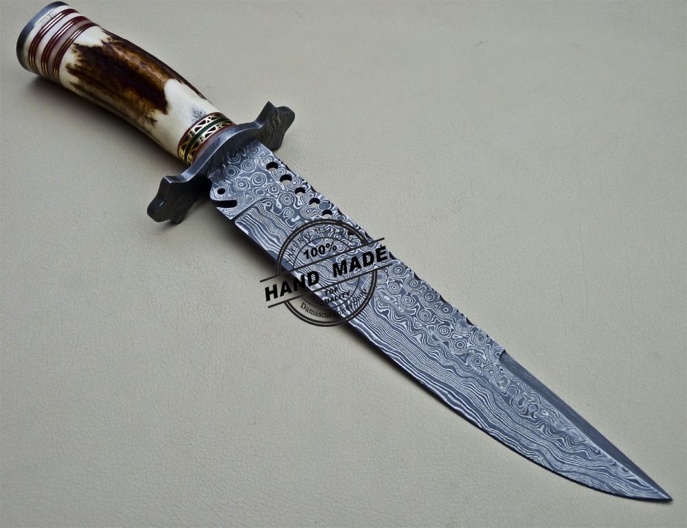 Damascus Bowie Knife Custom Handmade Damascus Steel Knife