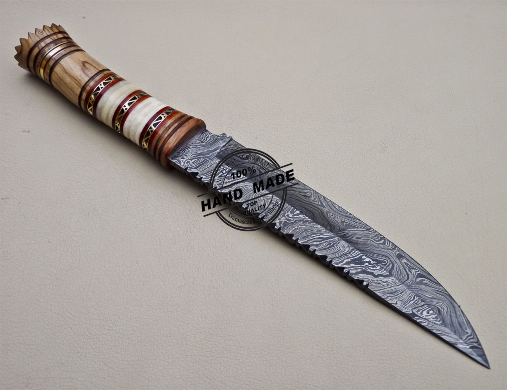 Fancy Damascus Bowie Knife Custom Handmade Damascus Knife