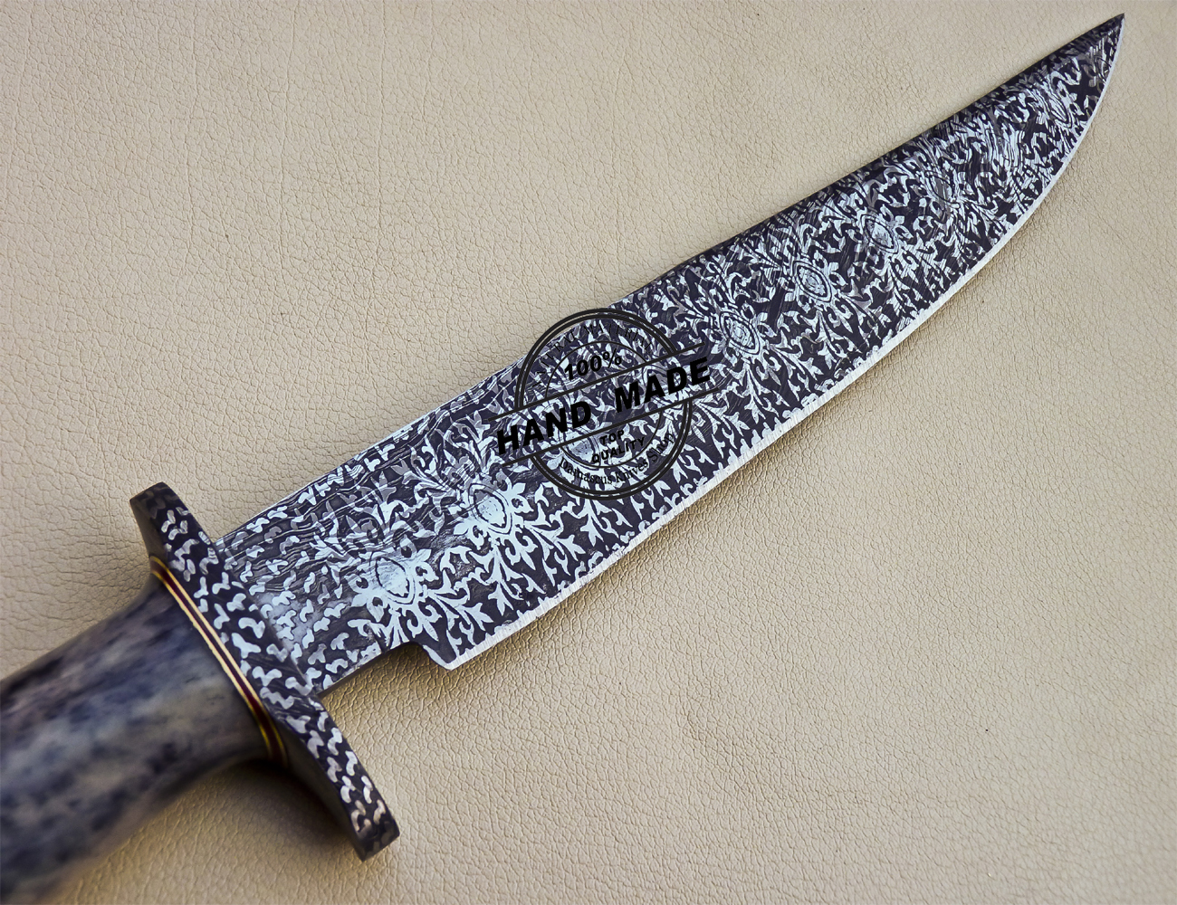 Damascus Bowie Knife Custom Handmade Damascus Steel Bowie Knife