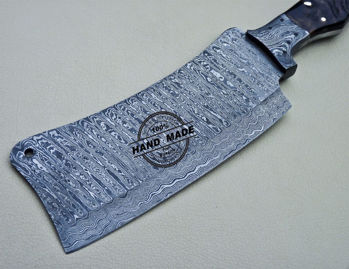 Damascus Cleaver Butchers Knife Custom Handmade Damascus