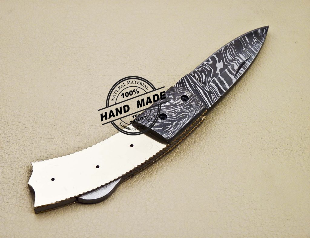 Damascus Folding Blank Blade Knife Custom Handmade Knife