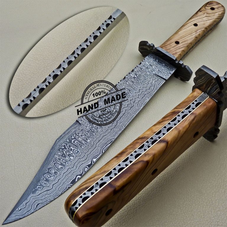 Damascus Bowie Knife Custom Handmade Damascus Steel Knife