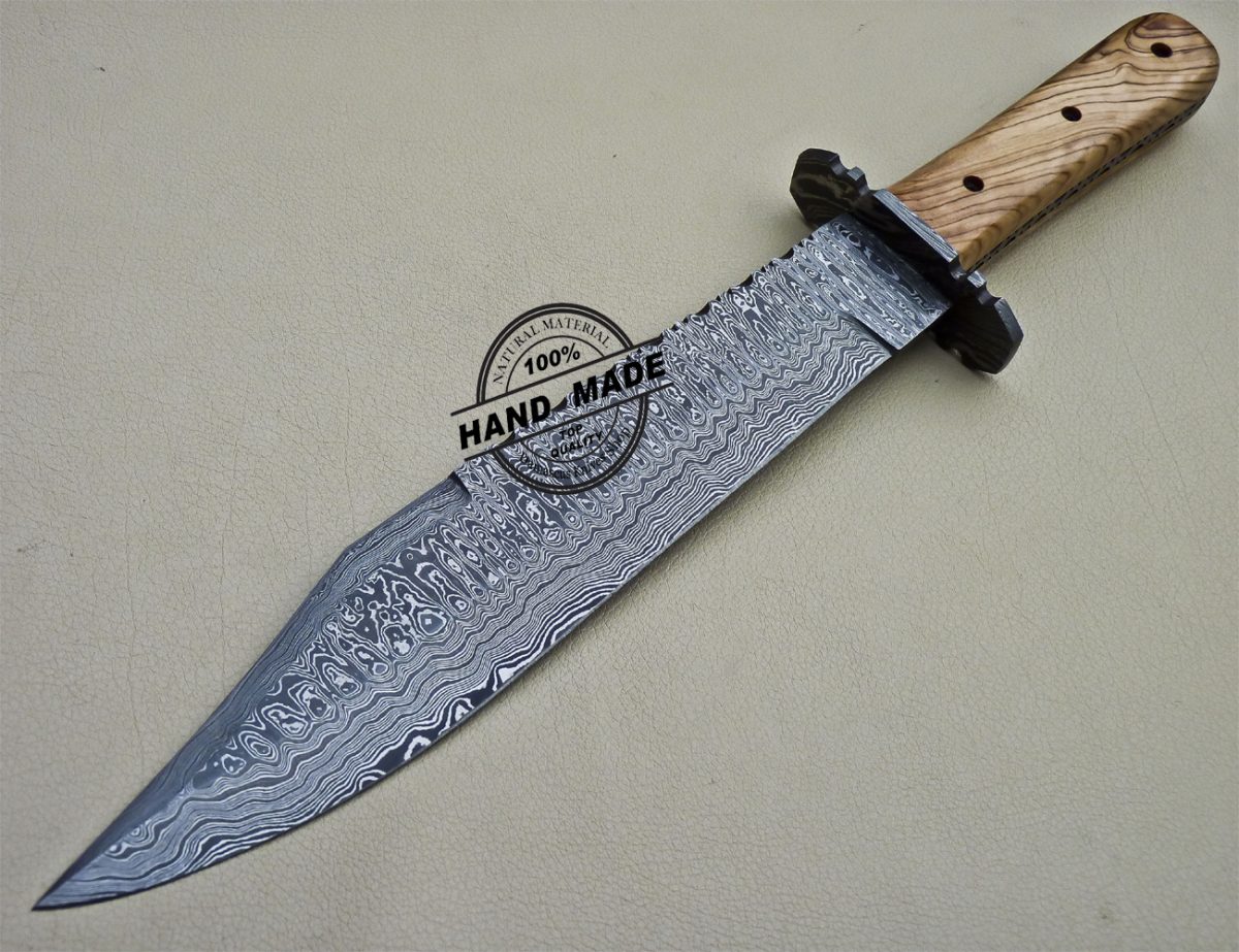 Damascus Bowie Knife Custom Handmade Damascus Steel Knife