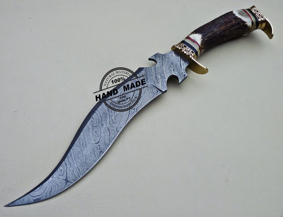 New Damascus Bowie Knife Custom Handmade Damascus Knife