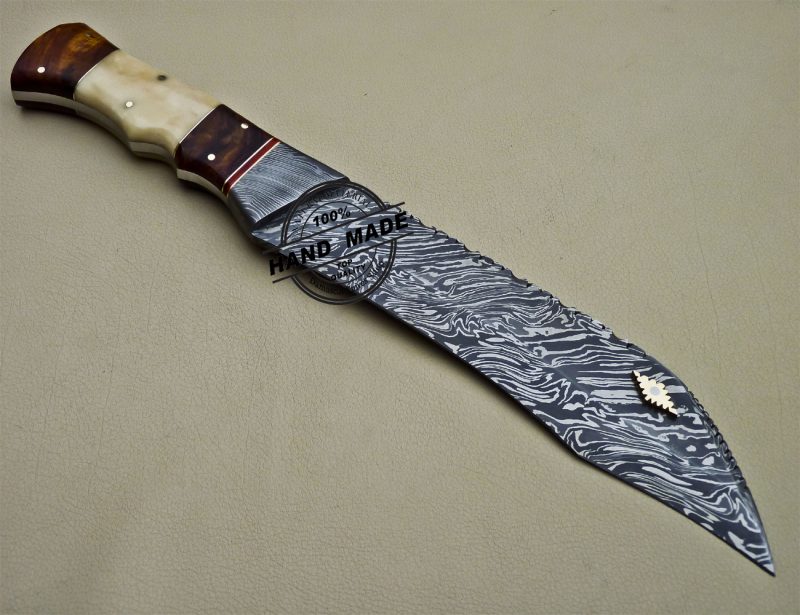 Damascus Bowie Knife Custom Handmade Damascus Steel Knife