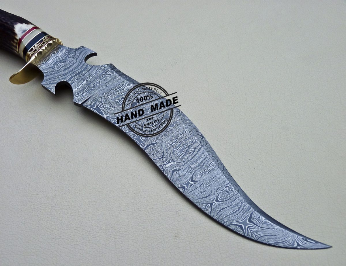 New Damascus Bowie Knife Custom Handmade Damascus Knife