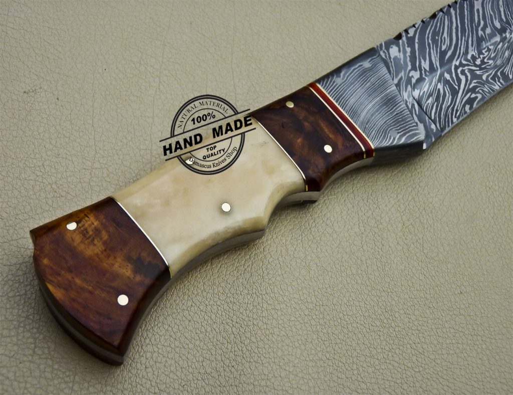 Damascus Bowie Knife Custom Handmade Damascus Steel Knife