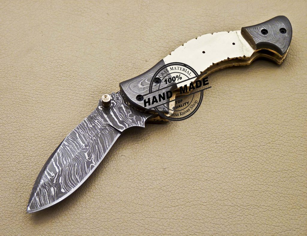 Blank Blade Damascus Folding Knife Custom Handmade Knife