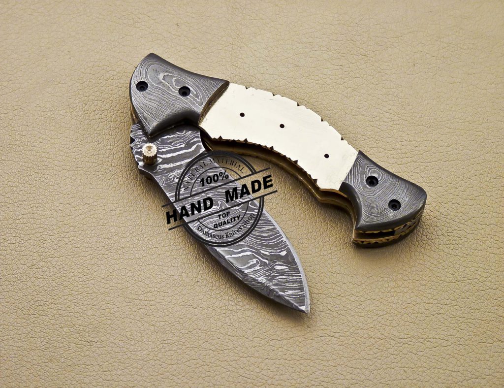 Blank Blade Damascus Folding Knife Custom Handmade Knife