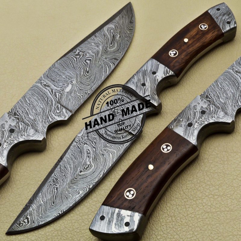 Fixed Blade Damascus Bowie Knife Custom Handmade Damascus