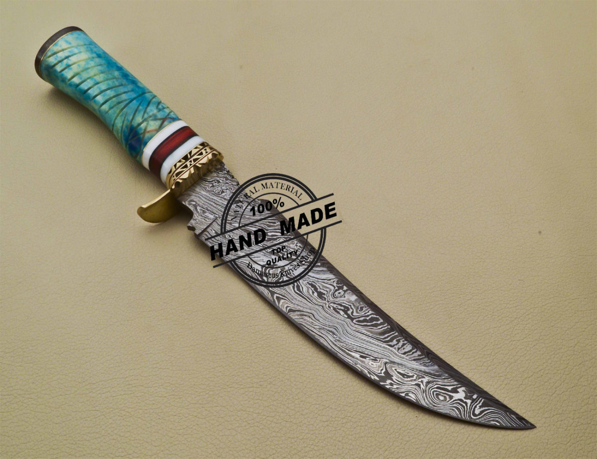 Damascus Skinner Knife Fixed Blade Custom Handmade Damascu