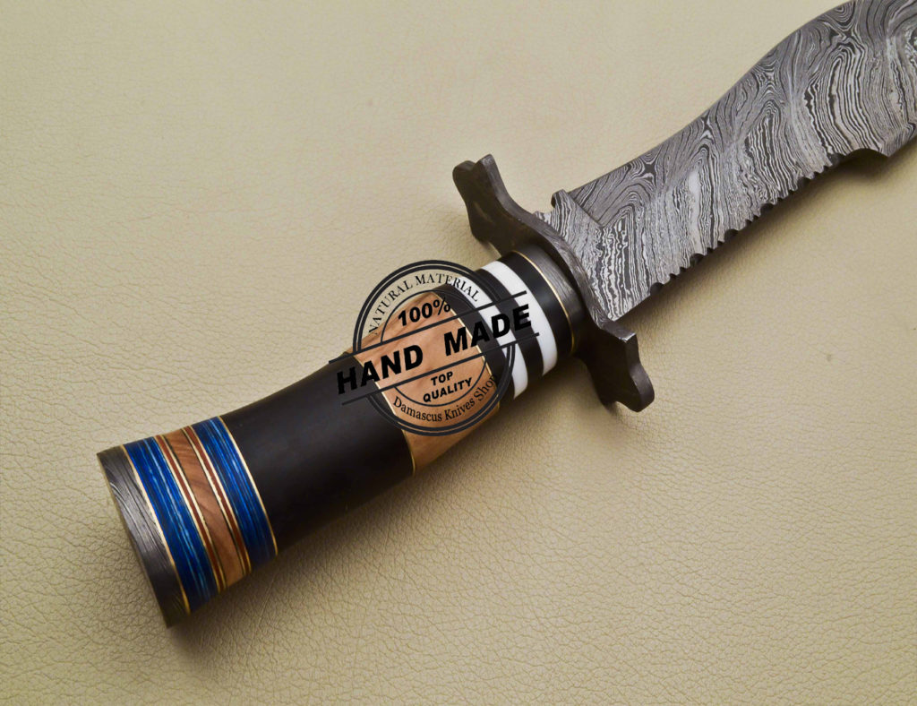 Hand Forged Damascus Bowie Knife Custom Handmade Damascus Steel   Damascus Bowie Knife 05 15 1024x788 