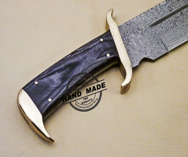 Damascus Rambo Bowie Knife Custom Handmade Damascus Stee