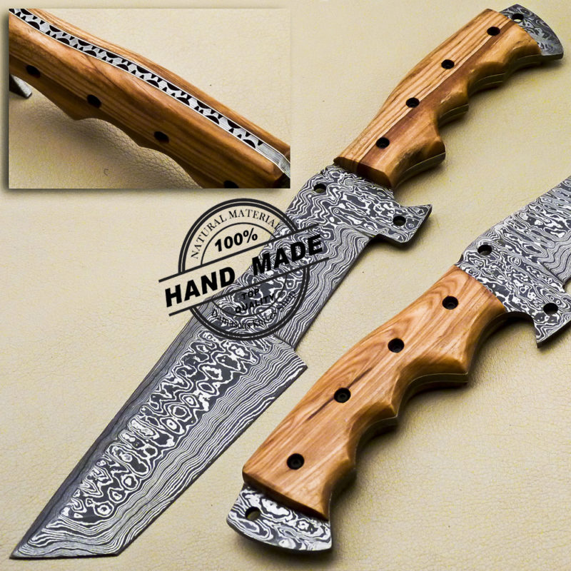 Damascus Tracker Knife Custom Handmade Damascus Steel Knife