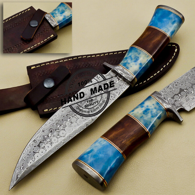 Damascus Bowie Knife Custom Handmade Damascus Steel Hunting Knife