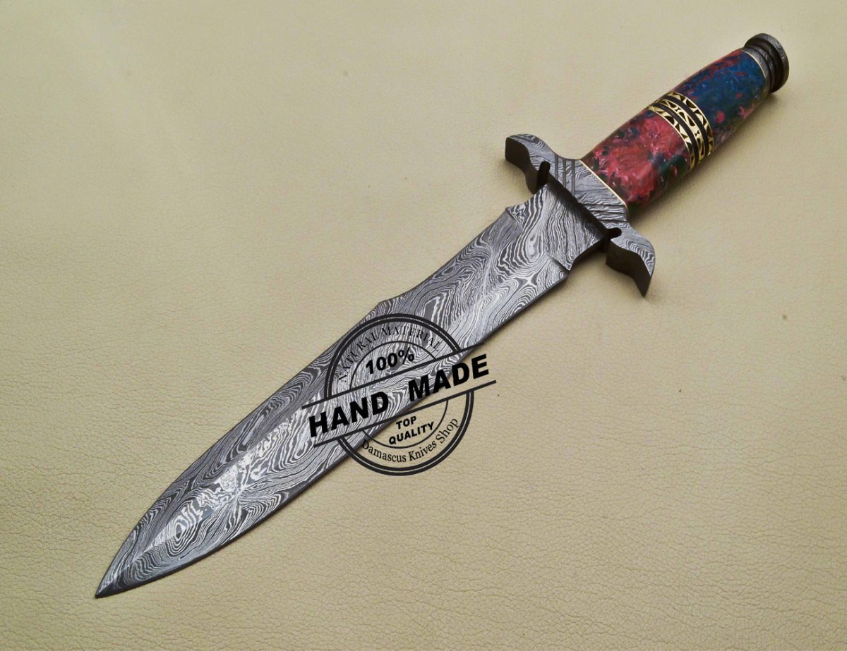 Antique Damascus Dagger Knife Custom Handmade Damascus