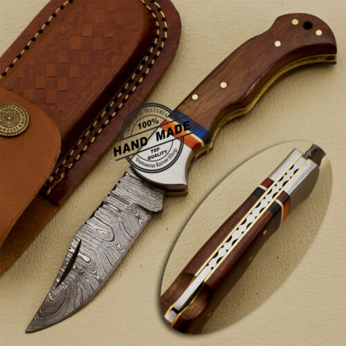 Damascus Back Lock Knife