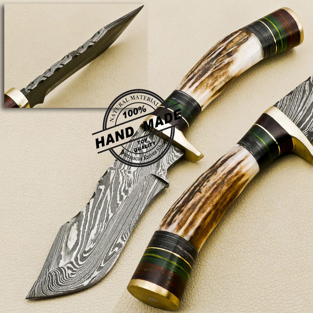 Damascus Hunting Knife Custom Handmade Damascus Steel Hunting