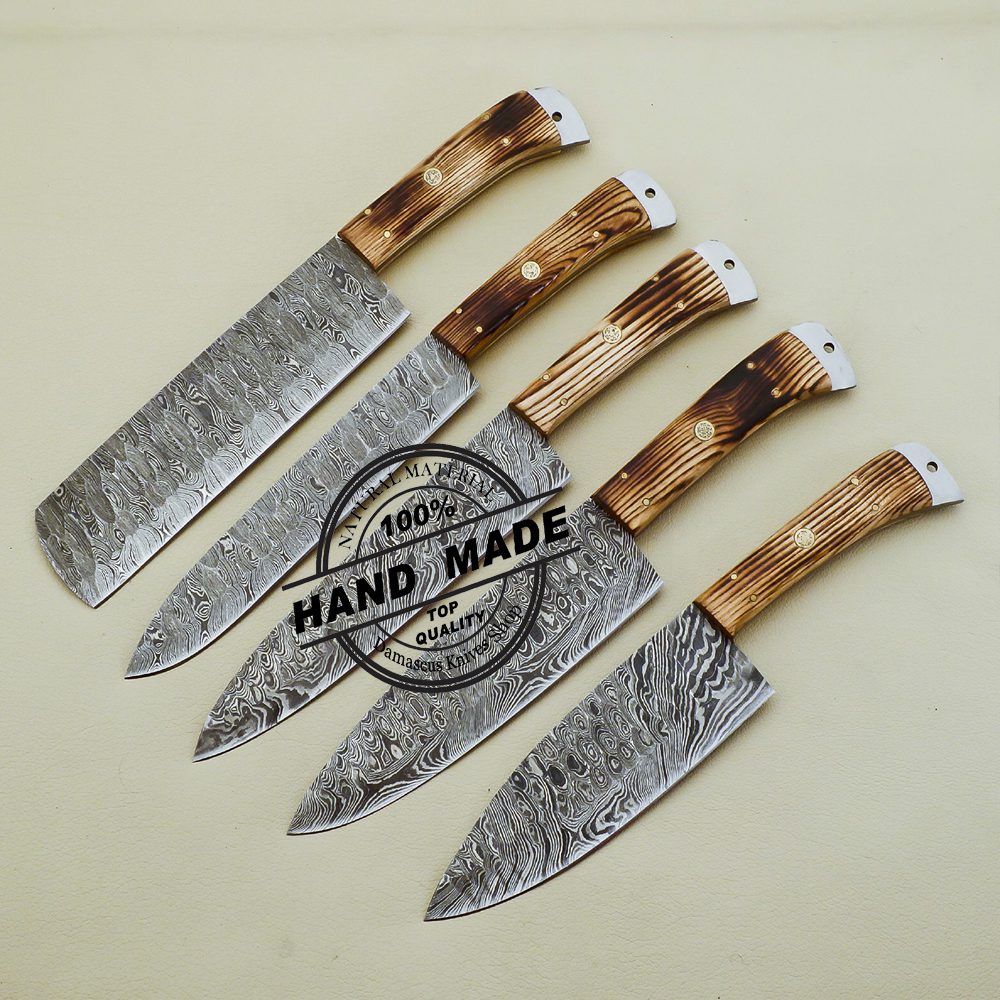 Hand Made Damascus Steel Bbq/ Kitchen Knives Set